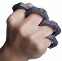 SI17305-BLACK - Hexagon Kung Fu Finger Magic Ring Self Defense Knuckle Survival Tool