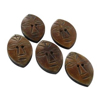 Hand Carved Tribal Maid Horn Buttons