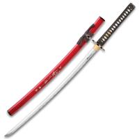 KZ1099 - Shinwa Crimson Hariken Katana with Knife and Scabbard