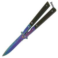 8BC5-50YWRB-D3 - Damascus Steel Silent Highwayman Butterfly Knife