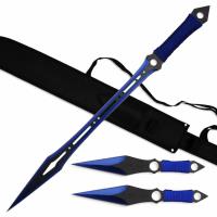 T661086BL - Blue Ninja Warrior Sword Knife Set