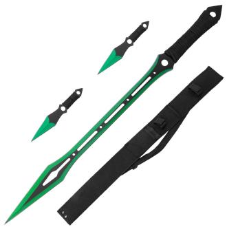 Green Ninja Warrior Sword 27 Overall 2 Pcs Throwing Knife Set
