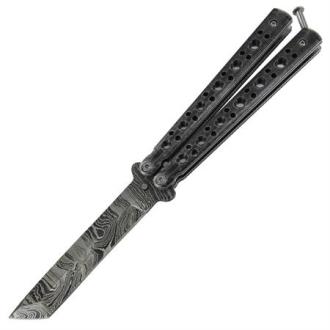 Damascus Steel Spontaneous Combustion Butterfly Knife