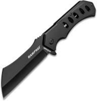 BK4728 - Rampage Black Cleaver Pocket Knife - Stainless Steel Blade