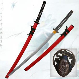 Handmade Samurai Katana Red Battle Ready Full Tang Functional