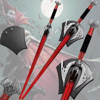 Vampire Sword Ultra Double Edge Blood Red w Plaque