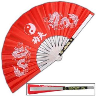 Tessen Jutsu Iron Fan Weapon Dragon Red