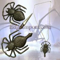 EW-0082 - Deadly Spider Neck Knife Necklace Pendant w Ball Chain 2.25in Knife All Metal