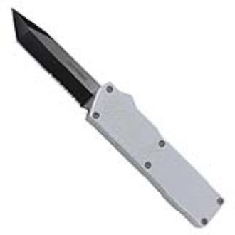 Mercury Lightning OTF Silver Serrated Tanto Automatic Dual Action Knife