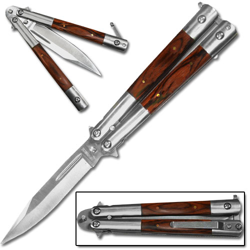 Butterfly Knife Balisong Rosewood Wood Handle