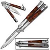 9-WD - Butterfly Knife Balisong  Rosewood Wood Handle
