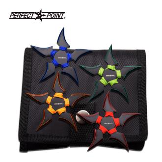PERFECT POINT 4" CORD WRAPPED THROWING STAR 4 PIECE SET