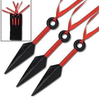 Red 5in Kunai 3pc Set - Thick Throwers