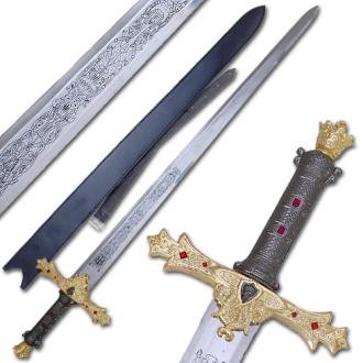 King Arthur's Excalibur Sword Gold Refined Medieval Display Replica