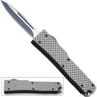 933-CF - Electrifying California Legal OTF Switchblade Dual Action Knife Carbon Fiber Handle