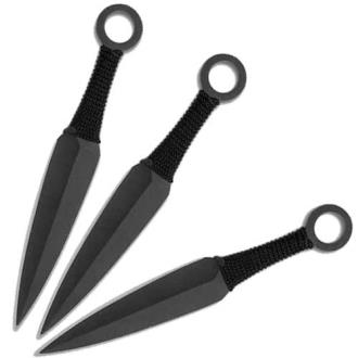 9in Set of 3 Ninja Throwing Knives Black