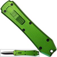 9931-7GR - Legends Micro OTF Stiletto Switchblade Blade Knife Green Out The Front