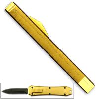 9931-8GD - Legends Micro OTF Stiletto Switchblade Blade Knife GOLD Out The Front
