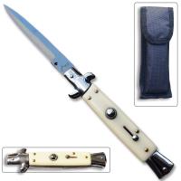 A-10WH - White Classic Stiletto Switchblade Knife White A-10