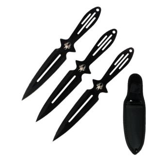 3 Piece Throwing Knife Set with Widow Icon- 6.5" Overall