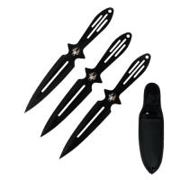 A20303-BK - 3 Piece Throwing Knife Set with Widow Icon- 6.5&quot; Overall