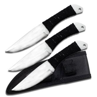 Full Tang Target Thrower Set of 3 Knives Cord Wrapped Handle 6.5in Overall