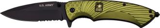 Officially Licensed US Army Spring Assisted Tactical Survival Knife Green Serrated