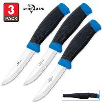 BKCK125 - 3 Pack Bushcraft Knives with ABS Sheaths - BKCK125