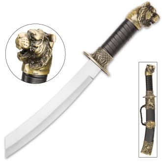 Growling Tiger Fantasy Dagger and Scabbard