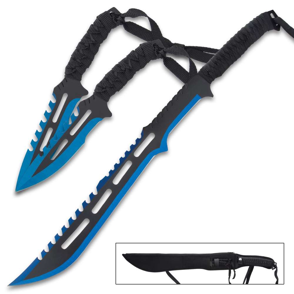 Blue Streak Short Sword and Throwing Knife Set