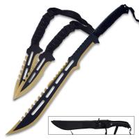 BK5472 - Golden Knight Short Sword and Throwing Knife Set