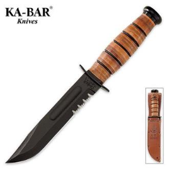 Ka-Bar Army Serrated Knife with Leather Sheath - KB1219