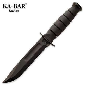 Ka-Bar Short Black Straight Knife with Leather Sheath - KB1256