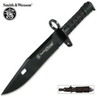 Smith & Wesson Special Ops M9 Black Bayonet Knife & Sheath - SW2B