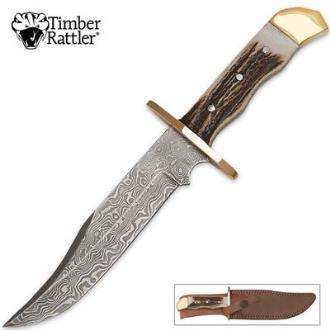 Timber Rattler Stag Handle Damascus Bowie Knife TR119