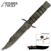 TW337 - Timber Wolf Camo Jungle Survival Knife with Sheath and Survival Kit - TW337