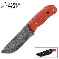 TW370 - Timber Wolf Bounty Hunter Orange Wood Damascus - TW370