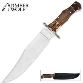 Timber Wolf Stainless Stag and Walnut Wood Bowie with Sheath - TW400