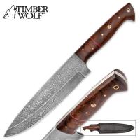 17-TW564 - Timber Wolf Cheyenne Multipurpose Fixed Blade Knife Damascus Steel and Tali Wood