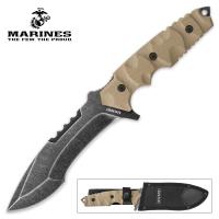 17-UC3200 - Usmc Scorching Sands Stonewashed Recurved G10 Fixed Blade Knife With Nylon Sheath