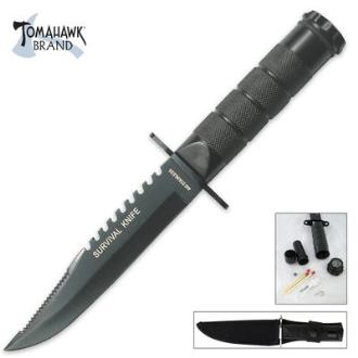 All Metal Black Hollow Handle Survival Knife - XL1168