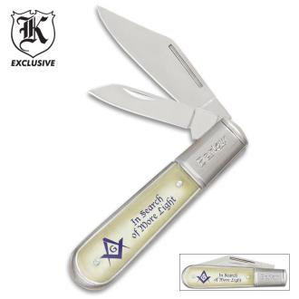 Two Blade Barlow Masonic Pocket Knife