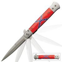 19-BK3362 - Confederate Flag Spring Assisted Opening Stiletto Pocket Knife