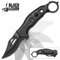 19-BV377 - Black Legion Black Karambit Pocket Knife