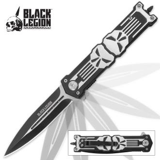 Black Legion Dark Reflections Punisher Skull Assisted Opening Pocket Knife