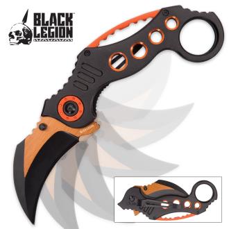 Black Legion Orange Blaze Karambit Assisted Opening Pocket Knife