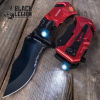 19-BV441 - Black Legion Firefighter Everyday Carry Assisted Opening Pocket Knife with Built-In Flashlight