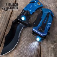 19-BV442 - Black Legion Police Everyday Carry Assisted Opening Pocket Knife with Built-In Flashlight