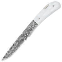 KG127 - Kriegar Real Pearl Lockback Folding Knife Damascus - KG127
