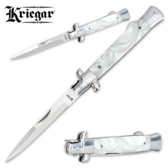 Kriegar German Stiletto Switchblade Pocket Knife Imitation Pearl